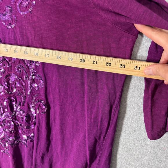 Style & Co Tunic Top 1X Purple Sequin Embellished Soft Thin Artsy Stretch Jersey - Picture 8 of 11